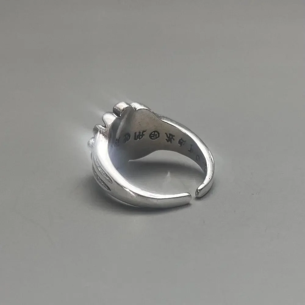 Y2k grunge silver gothic flower